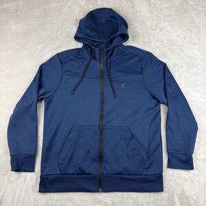 Spyder Active Hoodie Men L Navy Blue ProWeb Athletic Full Zip Stretch Sweater
